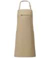 PR121 Premier Barley Contrast Stitch Bib Apron Khaki / Brown colour image